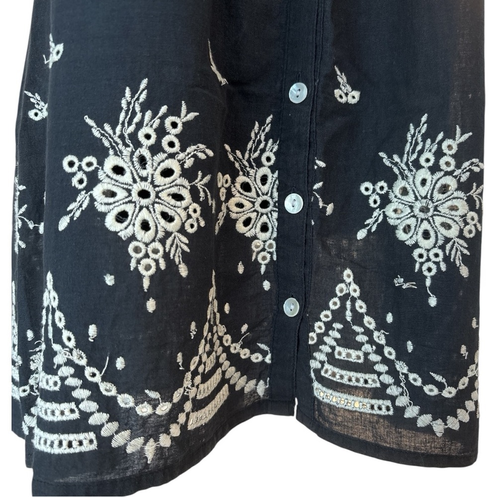 Le Lis Blanc Deux Navy Blue Embroidered Tunic – Size M - Picture 5 of 7